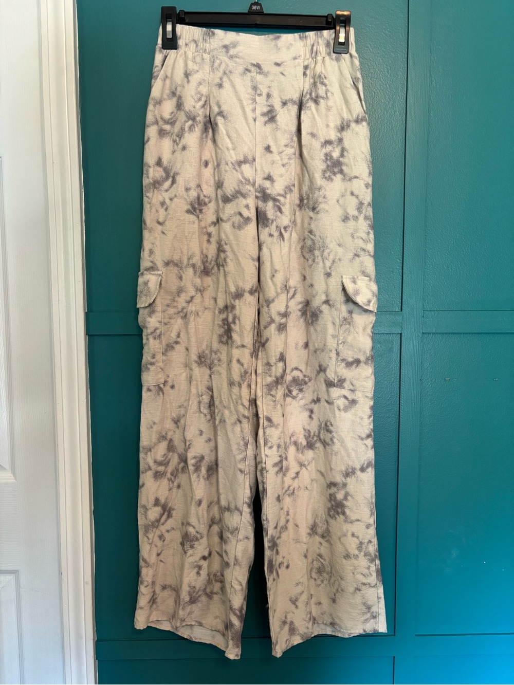 Paper Crane Tie-Dye Wide Leg Cargo Pants Size Small Boho Cottagecore Baggy Harem